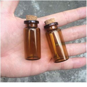 2ml 5ml 10ml Amber ile Cork Boş Küçük Kahverengi Tiny Mini Cam Şişeler Flakonları Kavanozlar Konteyner JLLQVT320J