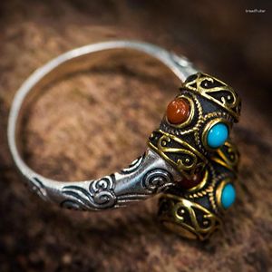 Bant halkası küme halkaları torunumu bir sopa yer! Altın Hoop Stick Ring El yapımı Vintage Moda Kişilik Erkekler baskın