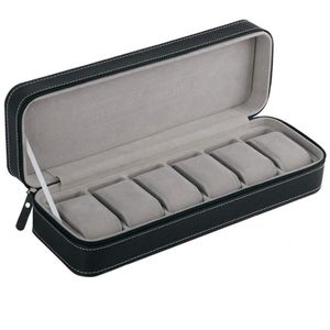 6 10 12 Slot Watch Box Portable Travel Zipper Case Collector Collector Storage Jewelry Boxblack2937