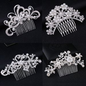 pearls Bridal Wedding Tiaras Stunning Fine Comb Bridal Jewelry Accessories Crystal Hair Brush hairpin for bride
