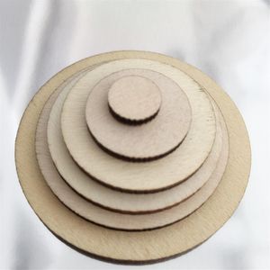 Деревянные крафты круги круглые чипсы 10 мм - 100 мм мини -деревянные вырезы орнамент пустой диск DIY Картина