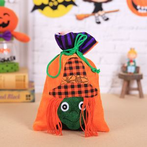 Sacos de doces para decoração de Halloween por atacado Sacos de presente de veludo para o Dia do Fantasma das Crianças Sacos de bruxa de abóbora de mão suprimentos para festas