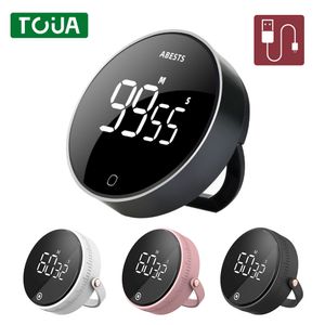 Kitchen Timers USB Rechargeable Magnetic LED Digital Timer Manual Countdown Alarm Clock Stopwatch For Cooking Fitness Studying 230721