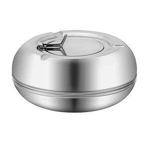 Stainless Steel Windproof Ashtray with Lid - For Indoor & Outdoor Use - Tabletop Smoking Ash Tray