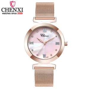 Chenxi Luxury Women Dress Watches Full Mesh Steel или Leather Bracelet Quartz Watch Ladies Нависные часы Женщины Relojes Mujer275n