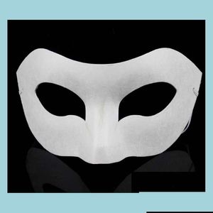Parti Maskeleri Beyaz Yarım Yüz Maskesi Cadılar Bayramı Boş Kağıt Zorro DIY Hiphop Elinde Sokak Dansı 10 PCS/Lot Drop Teslimat Ev Gard Dhdg8