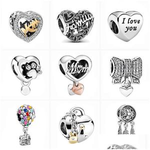 Charms 925 Sterling Sier Avrupa seni seviyorum, anne tüyü ev diy boncukları orijinal pandora cazibe bileziği kadın takı hediye dr dhsym