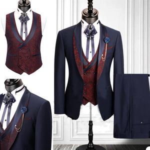 2020 Yeni Erkek Takas 3 PCS Baskılı Düğün Smokin İnce Fit Tasarımcı Damat Sağdı Groomsmen Suit Erkekler Resmi Wear2803