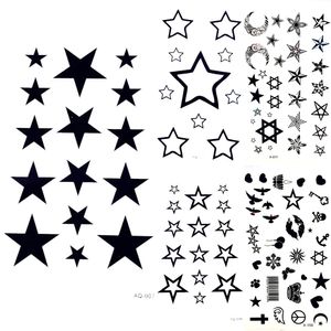 Прекрасные черные луны Sky Stars временные татуировки детская девочка Tatoo