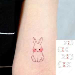 Временная татуировка наклеек мультфильм милый застенчивый кролик животный китайский японский текст Водонепроницаемый искусство поддельные татуировки вспышка татуировки мужчины женщины