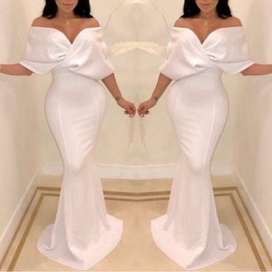 2023 Seksi Beyaz Dubai Omuz Kapalı Gece Elbiseleri Denizkızı Kape Kılıf Kat Uzunluğu Resmi Fırsat Balo Partisi Elbiseler Özel Yapım