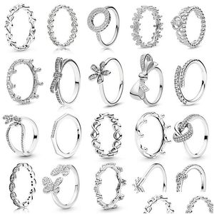 Bant Yüzük 925 Sterling Sier Ring Boş Aşk Çiçek Partisi Vermikit Pandora Bayan Jewelry Moda Aksesuarları Hediye Damla Teslimat Dhovn