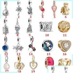 Takılar 925 Sterling Sier Pandora Charm Ocean Serisi Stil Sırlı Boncuk İnci Kolye DIY Lady Bilezik Takı Fashio DH1MP için uygundur