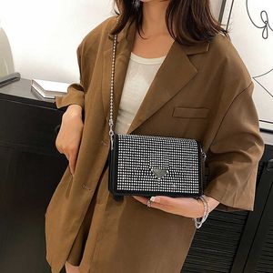 Çapraz Vücut Torbası Açık Çantalar Tasarımcı Su Elmas Kadınlar Küçük Kare İlkbahar/Yaz Yeni Zincir Omuz Ruj Kulağı Mini Crossbody Bag