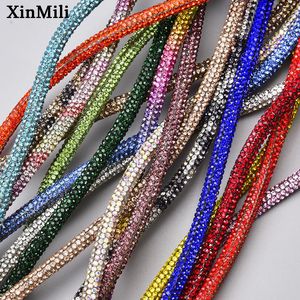 Makineler Yeni 6mm Cam Kristal Kordon Rhinestone Halat Aplike Renkli Tüp Trim Strass Gelin Elbise Giysileri saç tokası ayakkabı çantaları DIY