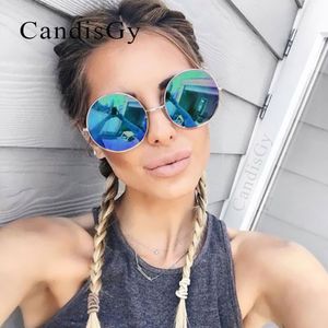 Spiegel Sonnenbrille Lila Super Frauen Männer Günstige UV400 Sonnenbrille Marke Design Weiblich Männlich Übergroßen Runden Kreis Rahmen