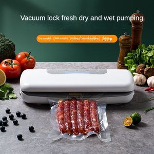 Máquina de preservação de alimentos Selador a vácuo doméstico pequeno, máquina de embalagem integrada seca e úmida a vácuo multifuncional