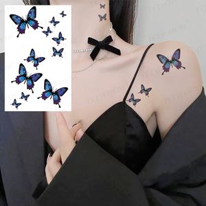 Kelebek çıkartmaları Dövme Geçici Kadınlar Su Geçirmez Boyun Kolu Vücut Sanat Vücut Boyama Tek seferlik uçan kuş flaş sahte dövme