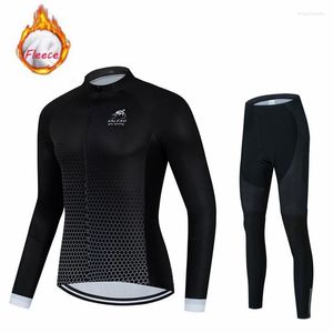 Racing Sets 2023Winter Thermal Fleece Cycling Jersey Set Men Mountian Bicycle Clothing Wear Ropa Ciclismo Long Sleeve Suit
