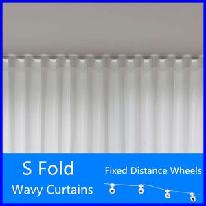Sheer Curtains S Fold Wavy Curtains Super Soft Snow Pure White Window Tulle Wave Curtains for Living Room Big Chiffon Sheer Voile Bedroom 230721