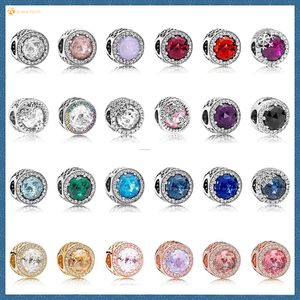 925 Серебряное серебро для Pandora Charms Authentic Bead Multicolor Round Italian Circon Panner Dangle Charms для Pandora Charms Аутентичные 925 серебряных бусин