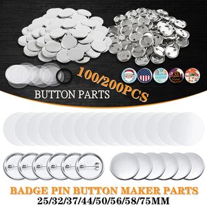 Craft Tools 100/200 Sets Metal Badge Pin Button Maker Parts 25-75MM DIY Blank Badge Button Parts for Art Crafts Making Iron-Base Badges Set 230721