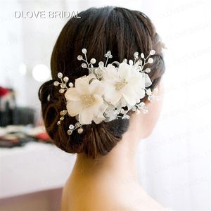 Yeni Beyaz Kırmızı Gelin Saç Çiçekleri Yüksek Kaliteli Düğün Kristal Esnek Saç aksesuarı Çiçek Çiçek Sidney Gelin Hea276K
