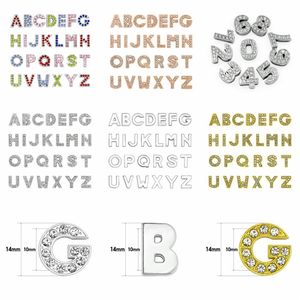 130pcs 10mm İngilizce harfler boncuk kapakları a-z altın renk tam rhinestone slayt takıları diy aksesuar uyumu