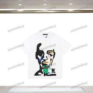 Xinxinbuy мужчины дизайнерская футболка футболка 23SS Парижская портретная картина маслом.