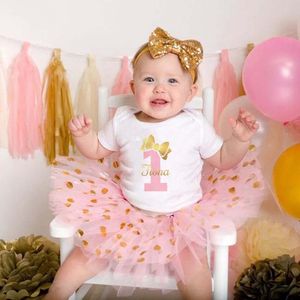 Kişiselleştirilmiş 1. Doğum Günü Kızının Kıyafeti Bebek Kızının 1. Doğum Günü Romper + Tutu Etek Özel Adı Bebek Tutu Elbise Seti
