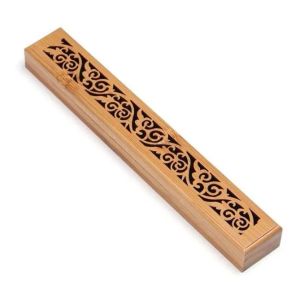 Bamboo Wooden Incense Stick Holder Burning Joss Insence Box Burner Ash Catcher LL