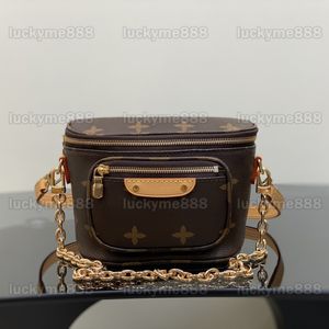 10A Ayna Kalite Tasarımcıları Mini Bumbag 17cm Bayan Kahverengi Tuval Zinciri Çanta Göğüs Bel Çantası Luxurys gerçek deri inek derileri çanta omuz kayış kutusu çantası