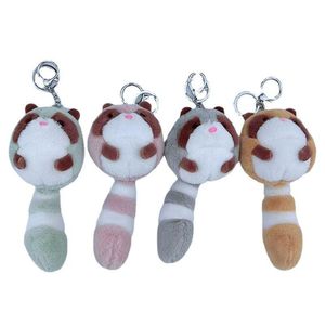 Anahtarlıklar kornonlar tasarım moda sevimli tek kuyruklu ayı peluş oyuncak küçük rakun doldurulmuş bebek okul çantası kolye anahtarlık 18cm damla dhrsu