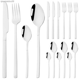 Серебряная посуда 4people Silver Shet Western Stainless Steel Satlery Set Set Knives Fork Coffee Spoon Speoware Prabilware Кухонные серебро L230704