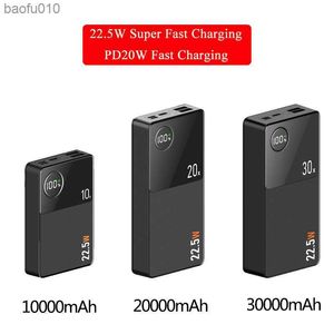 30000mAH Power Bank 22.5W Hızlı Şarj Taşınabilir Pil Paketi İPhone 13 için 12 Samsung Xiaomi Huawei PD20W Dizüstü Bilgisayar için Powerbank L230619