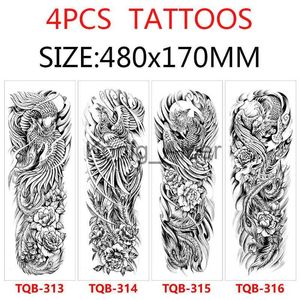 Temporary Tattoos Big Arm Sleeve Time Tattoo Peony Flower Temporary Tattoo Fire Phoenix Men and Women Fake Tattoo Sticker Wings x0724