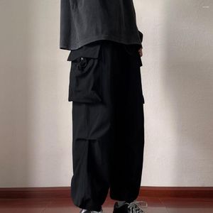 Мужские брюки минималистичный грузовой эластичный талия с плотной лодыжкой с твердым цветом хлопчатобумаж