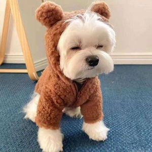 Roupas para cães de inverno roupas quentes para animais de estimação INS Cute Bear Fleece Two Feet Hoodies Teddy Bichon Small Medium Dogs Fashion Jacket Coats