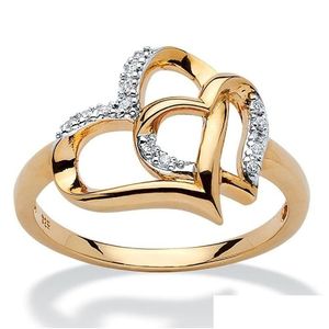 Küme halkaları yaratıcı aşk kalp şekli sier altın renkli moda bayan yüzük mücevher hediyeleri sevgililer için drop dağıtım
