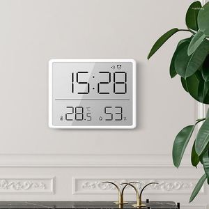 Magnetic LCD Digital Alarm Clock, Large Screen Date Temperature Humidity Display, Ultra Thin Desk Refrigerator Mounted