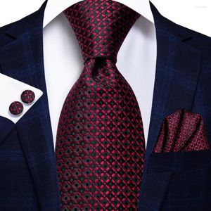 Bow Ties Burgundy siyah ekose ipek düğün kravat erkekler elkesi elek kolu hediye erkekler kravat moda tasarımcısı iş partisi dropship hi-tie