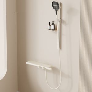 Yeni varış beyaz küvet duş seti duvar monte gri küvet musluk termostatik beyaz banyo ve duş mikseri musluklar pirinç