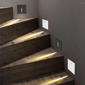 Duvar lambası 3W gömme LED kapalı PIR hareket sensörü merdiven ışığı 85-265V Steir Koridor Merdiven Yolu Koridor Aydınlatma