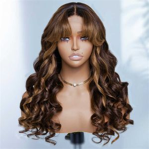 Perucas Sintéticas Highlight Lace Front Wig Synthetic Loose Wave Honey Blonde Frontal s for Black Women Ombre Cosplay Hair 230227