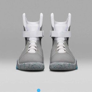 2023 Sıcak sınırlı satış otomatik dantel ayakkabılar hava mag spor ayakkabıları Marty McFly's Dark Gri McFlys Man Sports Boyutunda Gelecek Glow'a Geri Döndü