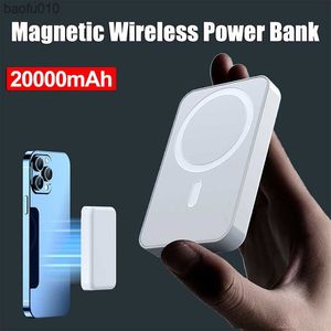 Беспроводной магнитный банк мощности Mini Portable 20000MH Зарядное устройство PD20W Зарядное устройство быстро зарядка для iPhone L230619