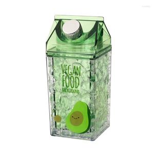 Бутылки с водой авокадо рисунок ледяной чашка зеленый мультипликационный песок со соломенной двойной загущанием охлаждение