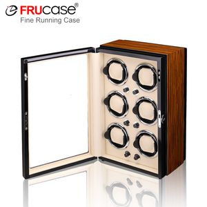 Смотреть коробки корпусы Frucase Watch Winder для автоматических часов версии 6 деревянные часы -ювелирные аксессуары коробки шкаф для хранения 230725