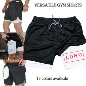 DIY Özelleştirilmiş Erkek Spor Salonu Şortları Çift Döküm Hızlı Kuru Spor Şort Fitness Egzersiz Kısa Pantolon Tasarlayın Logo Sweatpants