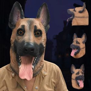 Korkunç Oyuncaklar Cadılar Bayramı Köpek Baş Maskesi Lateks Hayat Gibi Hayvan Desen Wolfhound Maskeler Tiyatrosu Oyuncak Fantezi Elbise Dans Partisi Popüler Modeli JY25